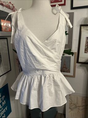 Express White Tie-Shoulder Peplum Camisole